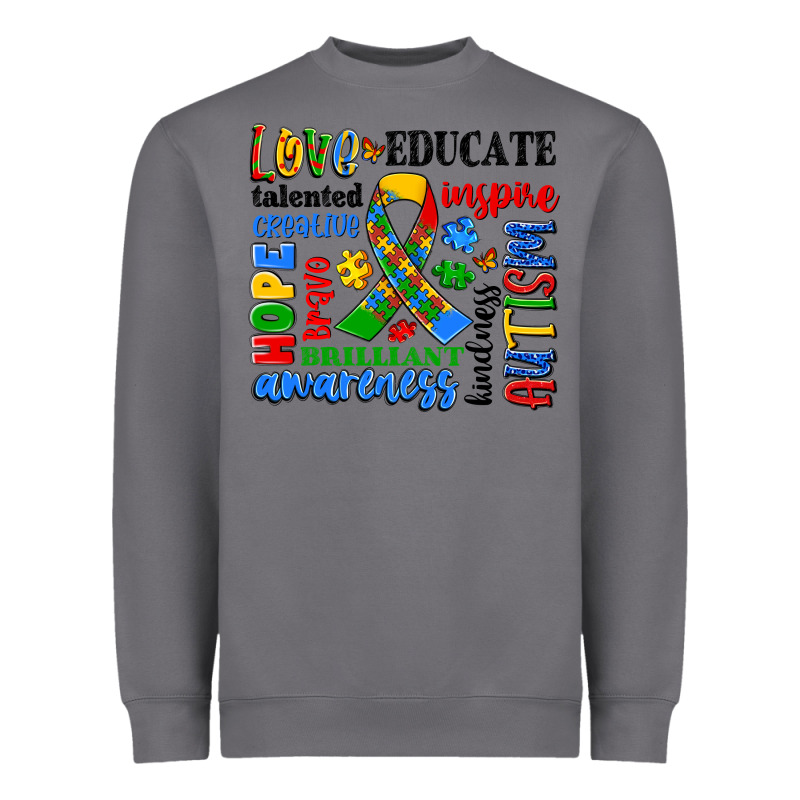 Autism Awareness Typography Heavyweight Sweatshirt by Artiststas | Teevron