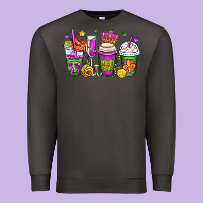Mardi Gras Coffee Cups Premium Sweatshirt Designed By Oliviacreatesart