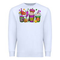 White mardi gras coffee cups Premium Sweatshirt - OliviaCreatesArt