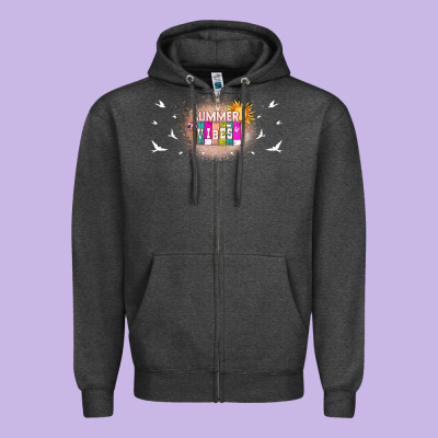Summer Vibes With Birds Zipper Hoodie Designed By Tumblerdesignbyshophia