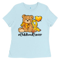 Baby Blue childhood cancer and cancer ribbon Ladies Tee - AdoDesignShop