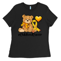 Black childhood cancer and cancer ribbon Ladies Tee - AdoDesignShop