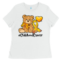 White childhood cancer and cancer ribbon Ladies Tee - AdoDesignShop