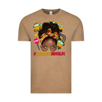 Vintage Coffee school bus driver life afro messy bun Vintage Tee - NancyCooperArtShop