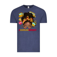 Vintage Denim school bus driver life afro messy bun Vintage Tee - NancyCooperArtShop