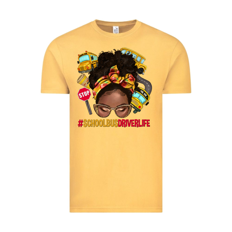 School Bus Driver Life Afro Messy Bun Vintage Tee by NancyCooperArtShop | Teevron