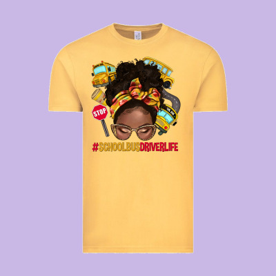 School Bus Driver Life Afro Messy Bun Vintage Tee Designed By Nancycooperartshop