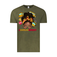 Vintage Olive school bus driver life afro messy bun Vintage Tee - NancyCooperArtShop