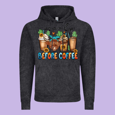 Moody Before Coffee Vintage Hoodie Designed By Maliassmallbusiness