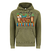 Vintage Olive moody before coffee Vintage Hoodie - MaliasSmallBusiness