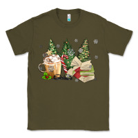 Army Green christmas coffee and book Classic Tee - MaliasSmallBusiness