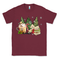 Burgundy christmas coffee and book Classic Tee - MaliasSmallBusiness