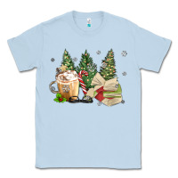 Dusty Blue christmas coffee and book Classic Tee - MaliasSmallBusiness
