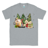 Heather Grey christmas coffee and book Classic Tee - MaliasSmallBusiness