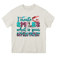 Cream i create smile what is your superpower Heavy Core Tee - AdoDesignShop