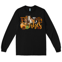 Black Fall Vibes Boer Goat Long Sleeve Tee - LillyAllenDesigns