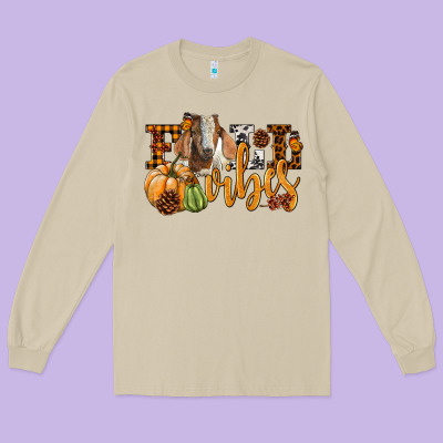 Fall Vibes Boer Goat Long Sleeve Tee Designed By Lillyallendesigns
