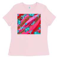 Bubblegum Pink cancer boxing gloves and cancer ribbon Ladies Tee - AdoDesignShop