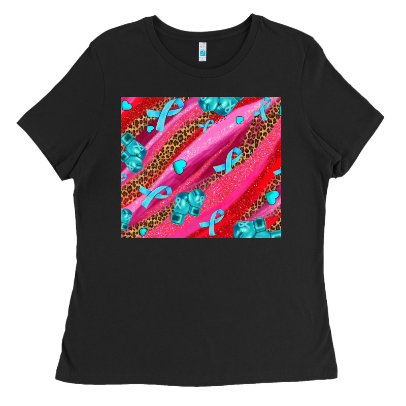Cancer Boxing Gloves And Cancer Ribbon Ladies Tee by AdoDesignShop | Teevron