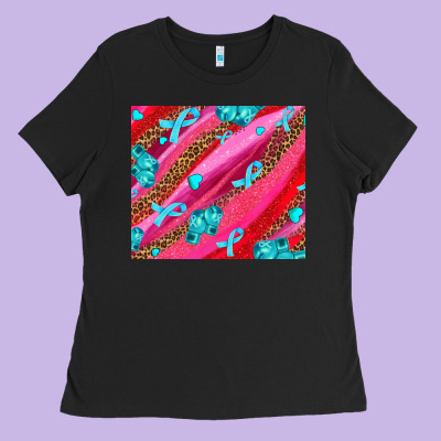 Cancer Boxing Gloves And Cancer Ribbon Ladies Tee Designed By Adodesignshop