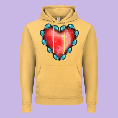 Gemstone Red Heart Vintage Hoodie Designed By Jasminsmagicworld