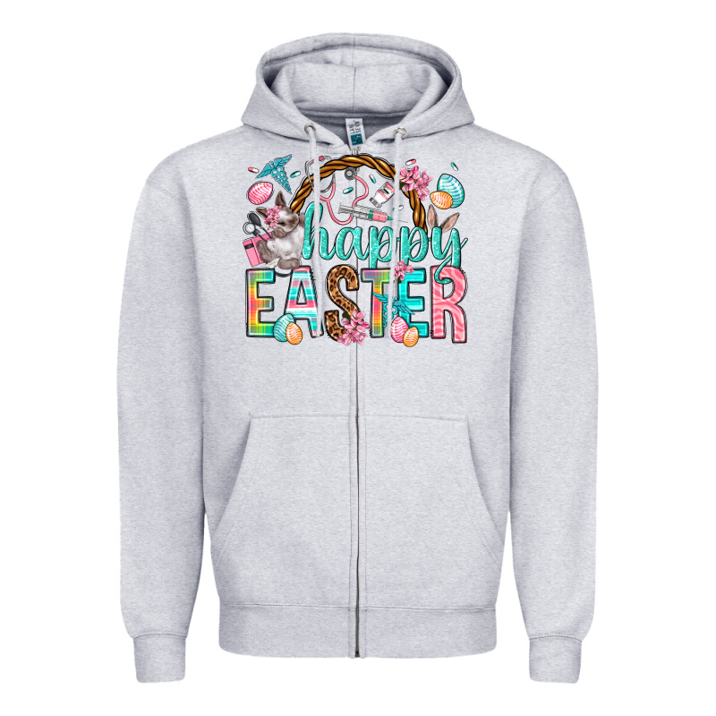 Happy Easter Nurse Easter Day Zipper Hoodie by HowdyJamesFarm | Teevron
