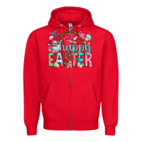 Red Happy Easter Nurse Easter Day Zipper Hoodie - HowdyJamesFarm