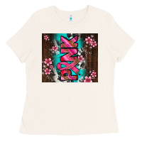 Bone western pattern pink with floral cancer ribbon Ladies Tee - AdoDesignShop