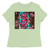 Matcha western pattern pink with floral cancer ribbon Ladies Tee - AdoDesignShop