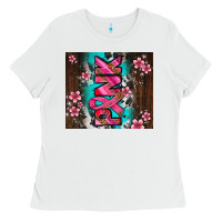 White western pattern pink with floral cancer ribbon Ladies Tee - AdoDesignShop
