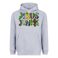Heather Grey Jesus junkie St. Patrick's Heavyweight Hoodie - CowGirlArtShop