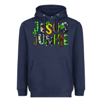 Navy Jesus junkie St. Patrick's Heavyweight Hoodie - CowGirlArtShop