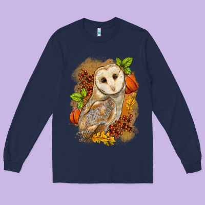 Fall Owl Long Sleeve Tee Designed By Lillyallendesigns