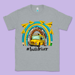 Bus Driver Rainbow Classic Tee Designed By Nancycooperartshop