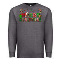 Charcoal Heather merry christmas Premium Sweatshirt - OliviaCreatesArt