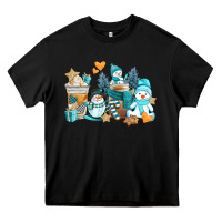 Black winter snowman coffee cups Heavy Core Tee - AdoDesignShop