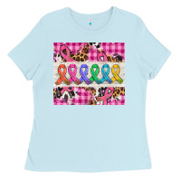 Baby Blue western colorfull cancer ribbon Ladies Tee - AdoDesignShop