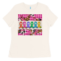 Bone western colorfull cancer ribbon Ladies Tee - AdoDesignShop