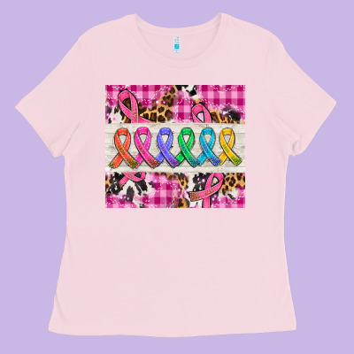 Western Colorfull Cancer Ribbon Ladies Tee Designed By Adodesignshop
