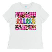 White western colorfull cancer ribbon Ladies Tee - AdoDesignShop