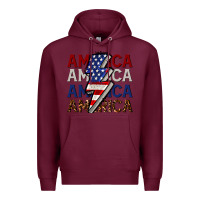 Burgundy America with lightning bold Premium Hoodie - CowGirlArtShop