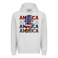 Dove Grey America with lightning bold Premium Hoodie - CowGirlArtShop