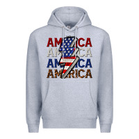 Heather Grey America with lightning bold Premium Hoodie - CowGirlArtShop
