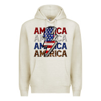 Oatmeal Heather America with lightning bold Premium Hoodie - CowGirlArtShop