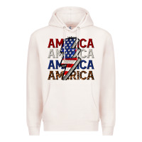Pale Pink America with lightning bold Premium Hoodie - CowGirlArtShop