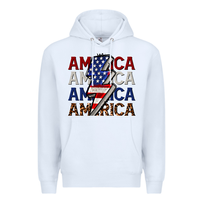 America With Lightning Bold Premium Hoodie by CowGirlArtShop | Teevron