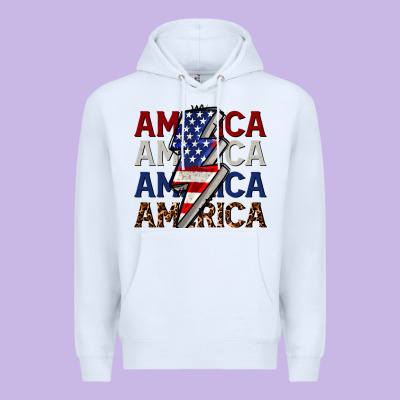America With Lightning Bold Premium Hoodie Designed By Cowgirlartshop