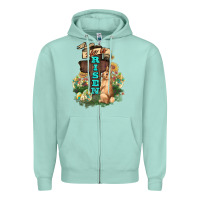Seafoam He is risen Bunny Cross Easter Day Zipper Hoodie - HowdyJamesFarm