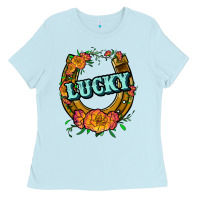 Baby Blue horseshoe lucky Ladies Tee - JahusDesignShop