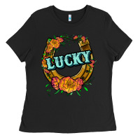 Black horseshoe lucky Ladies Tee - JahusDesignShop